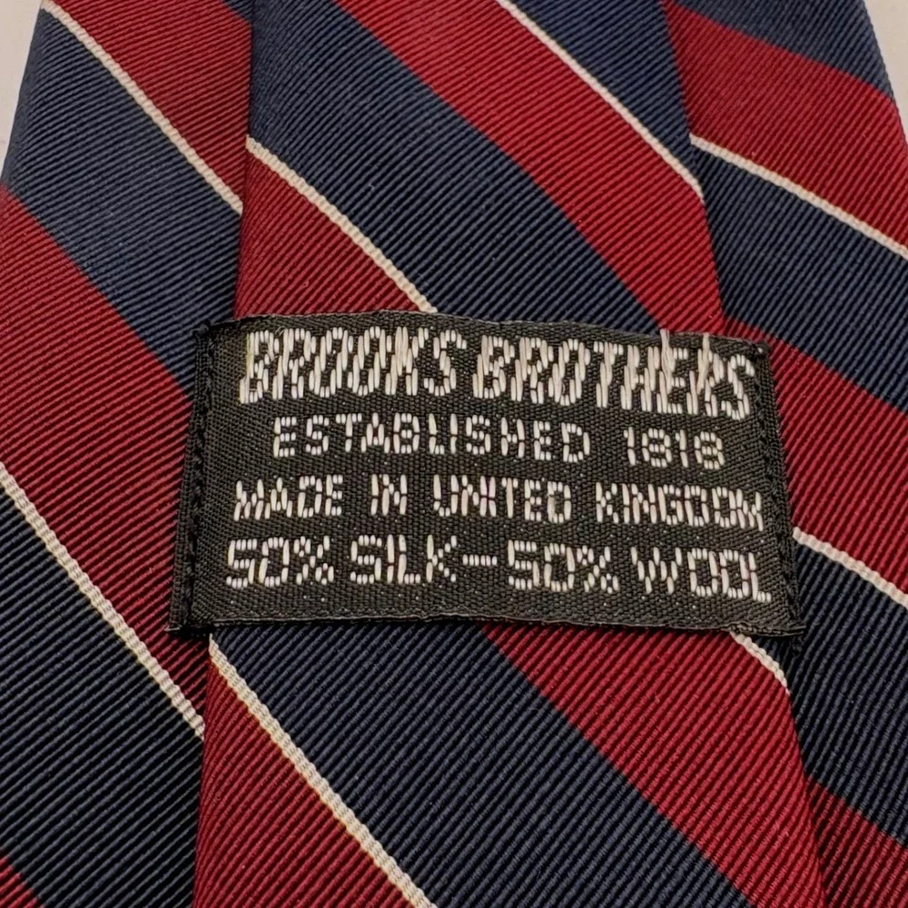 Vtg Brooks Brothers Irish Poplin Silk Wool Tie Regimental Stripe Ivy League Prep